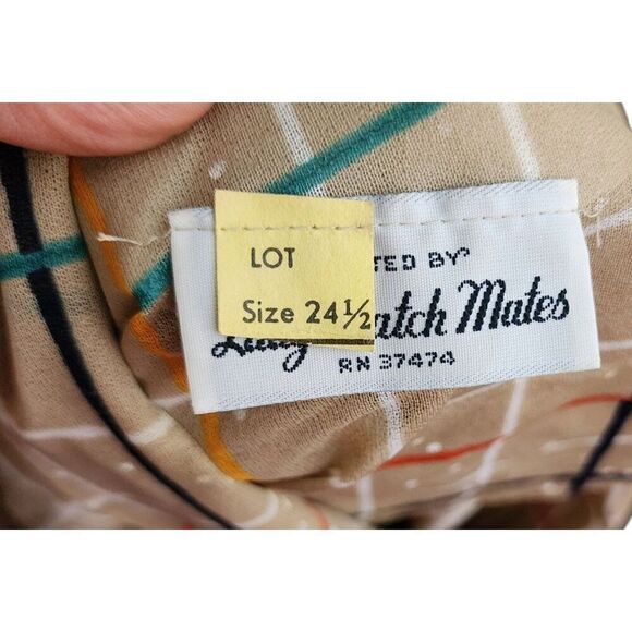 Vintage 70s Long Sleeve Top Blouson Dress Set Womens Size 3XL Beige Rainbow Chec - Picture 11 of 13